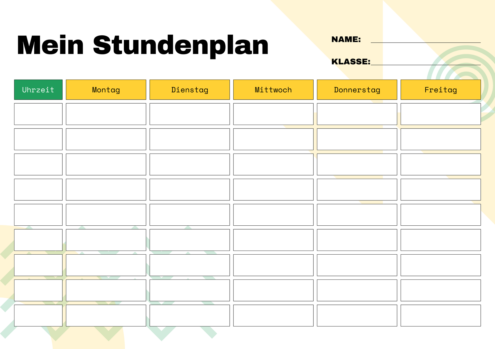 Custom Timetable with Colorful Designs - Available in German and English | PERSONALIZED - ChoreGirl