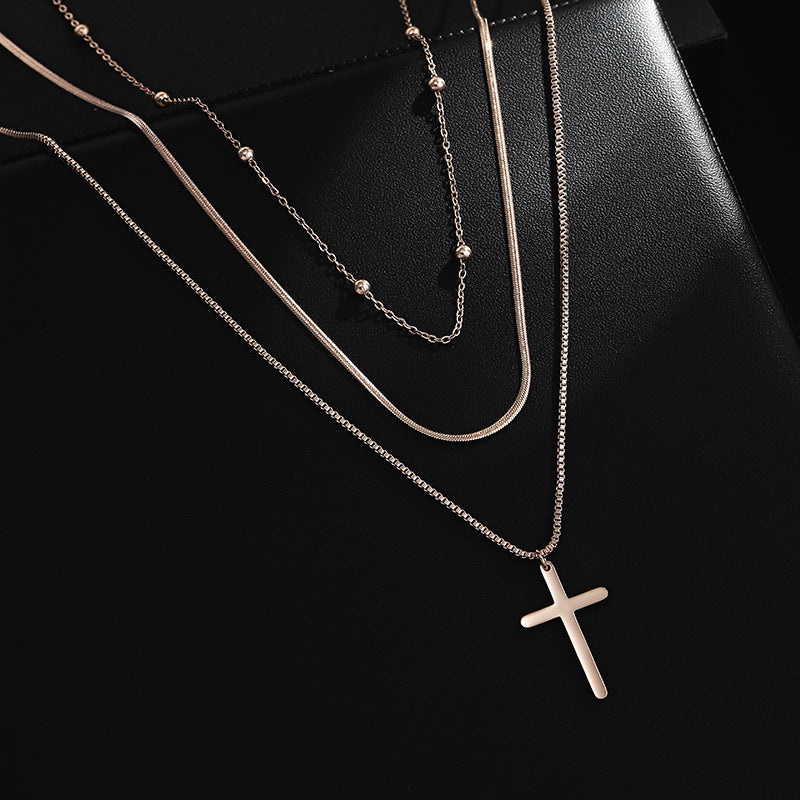 Unisex Vintage Rose Gold Multi-layer Chain Necklace - ChoreGirl