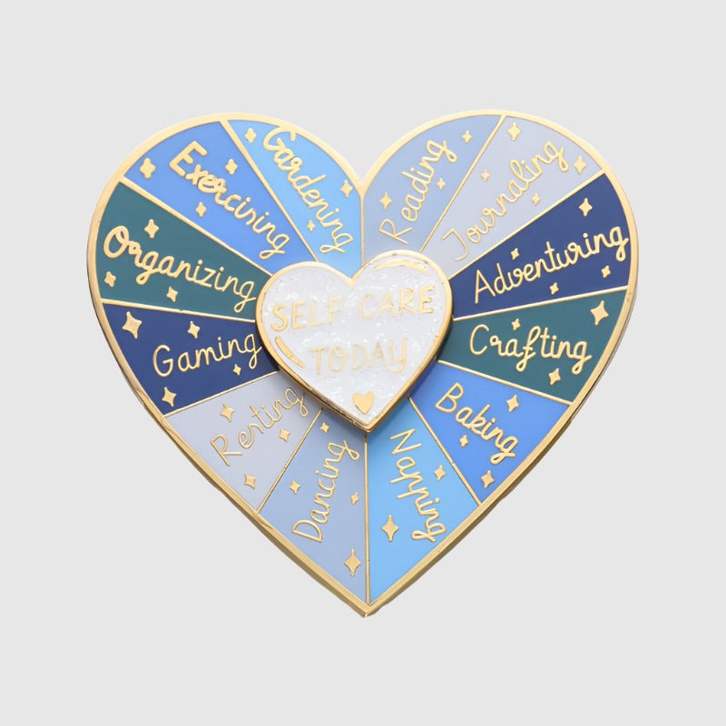 Double Layer Loving Heart Shape Rotating Badge Pin - ChoreGirl