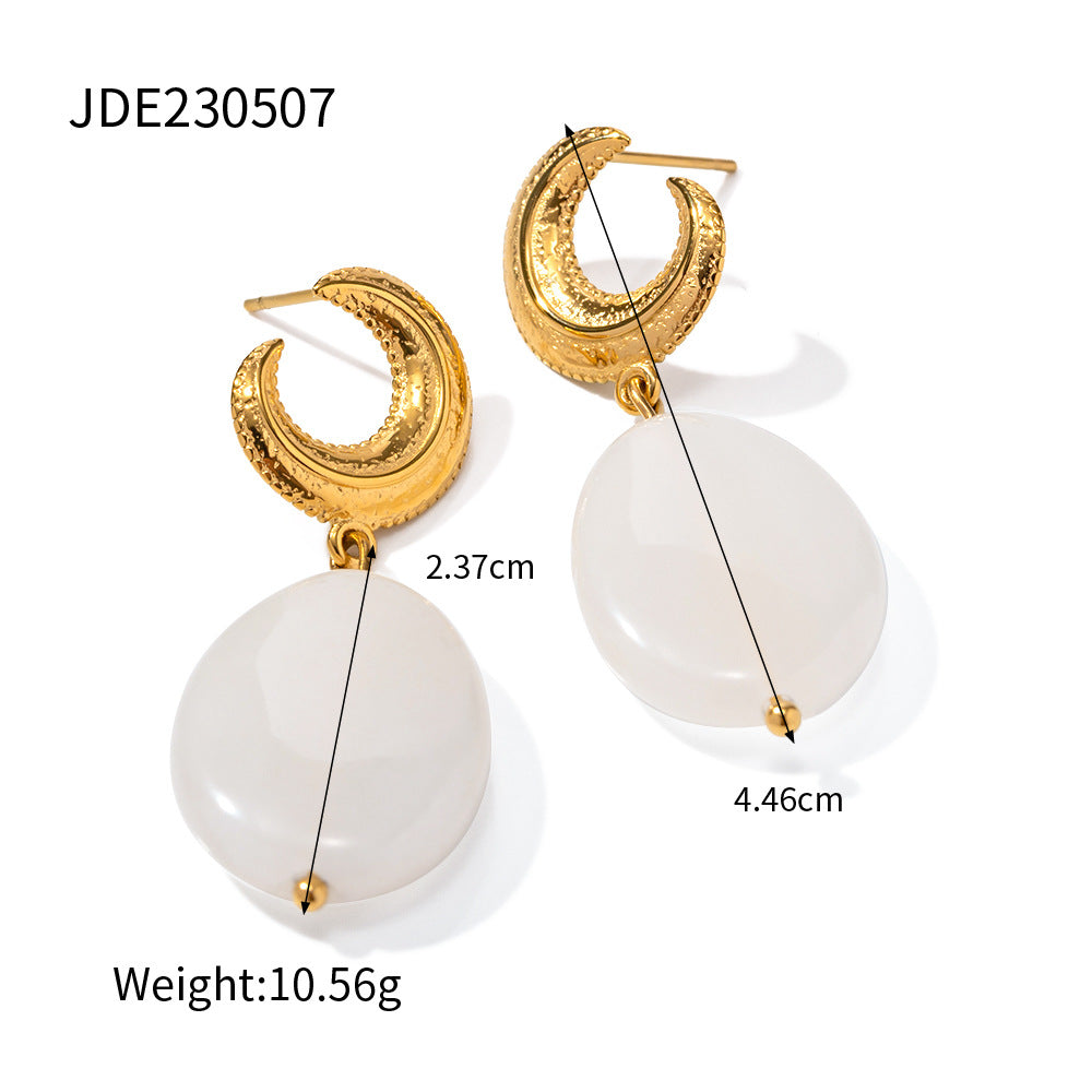 Women's Elegant Oval Crescent Earrings - ChoreGirl