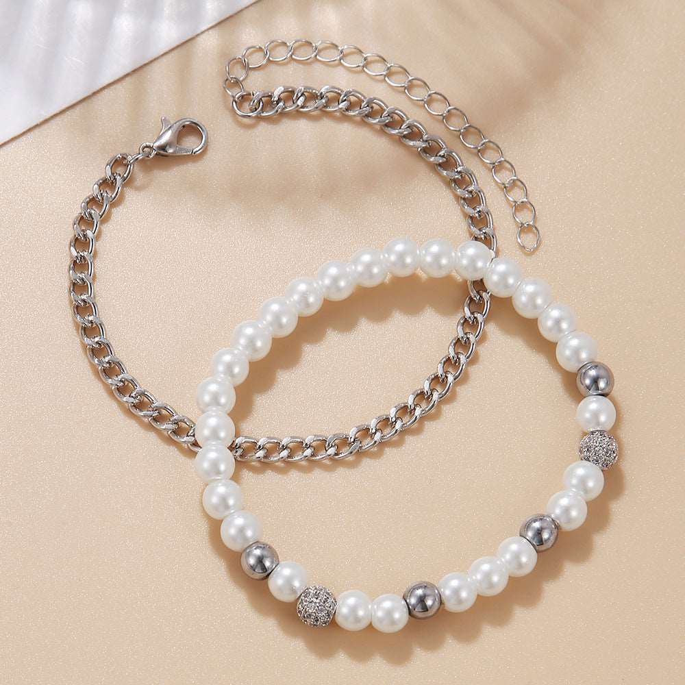 Men's Fashion Zircon Pearl Bracelet - ChoreGirl