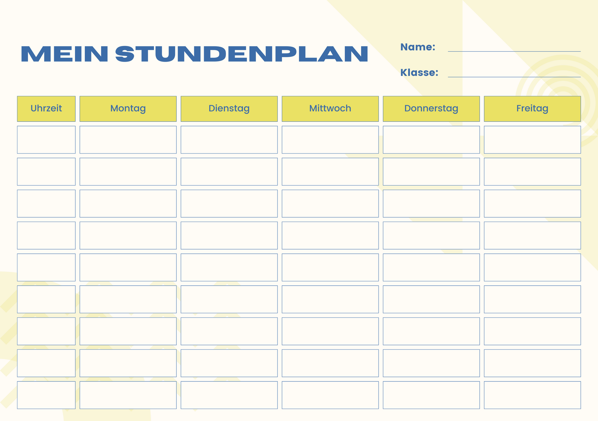 Custom Timetable with Colorful Designs - Available in German and English | PERSONALIZED - ChoreGirl