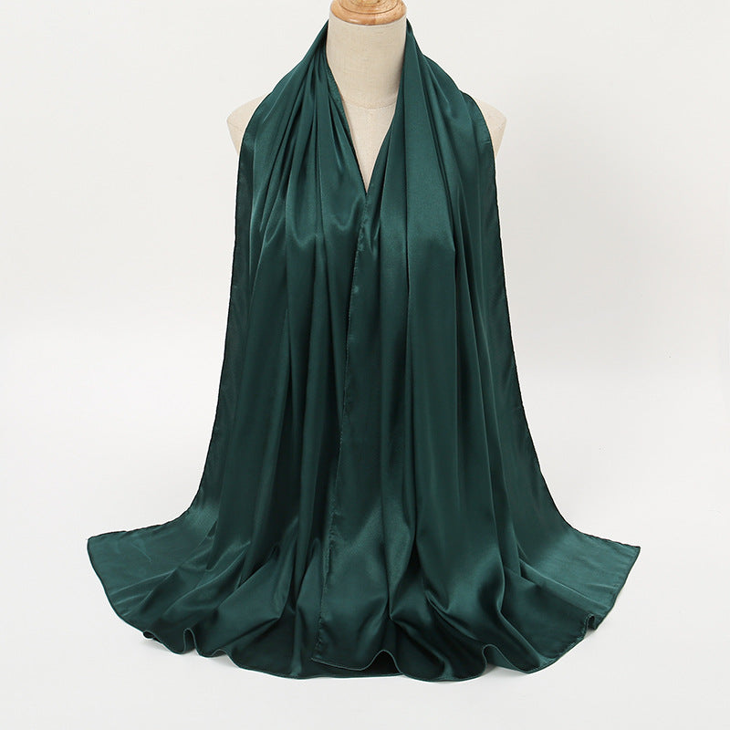 Women's Elegant Pure Color Pearl Satin Scarf - ChoreGirl