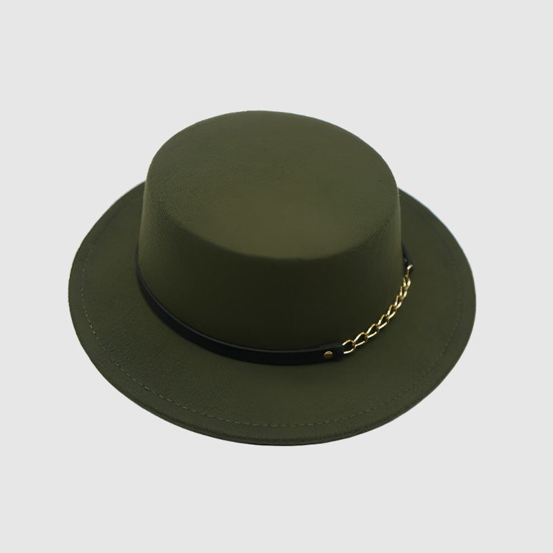 Unisex Solid Color Retro British Style Flat Top Hat - ChoreGirl