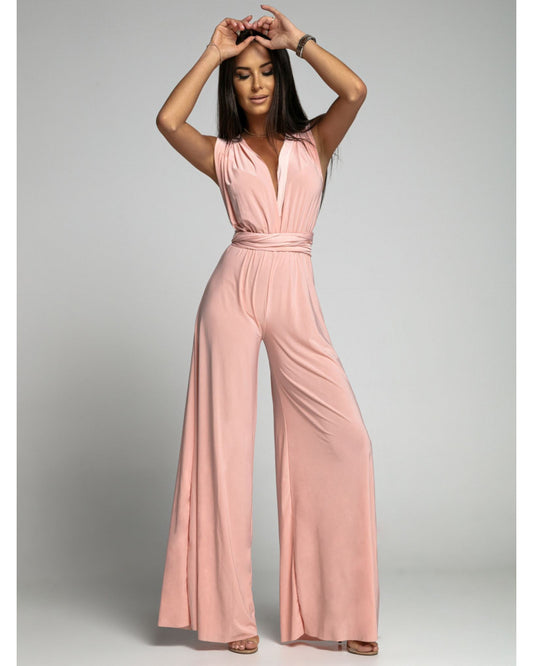 Women's Deep V-neck Sleeveless and Backless One-piece Jumpsuit - ChoreGirl