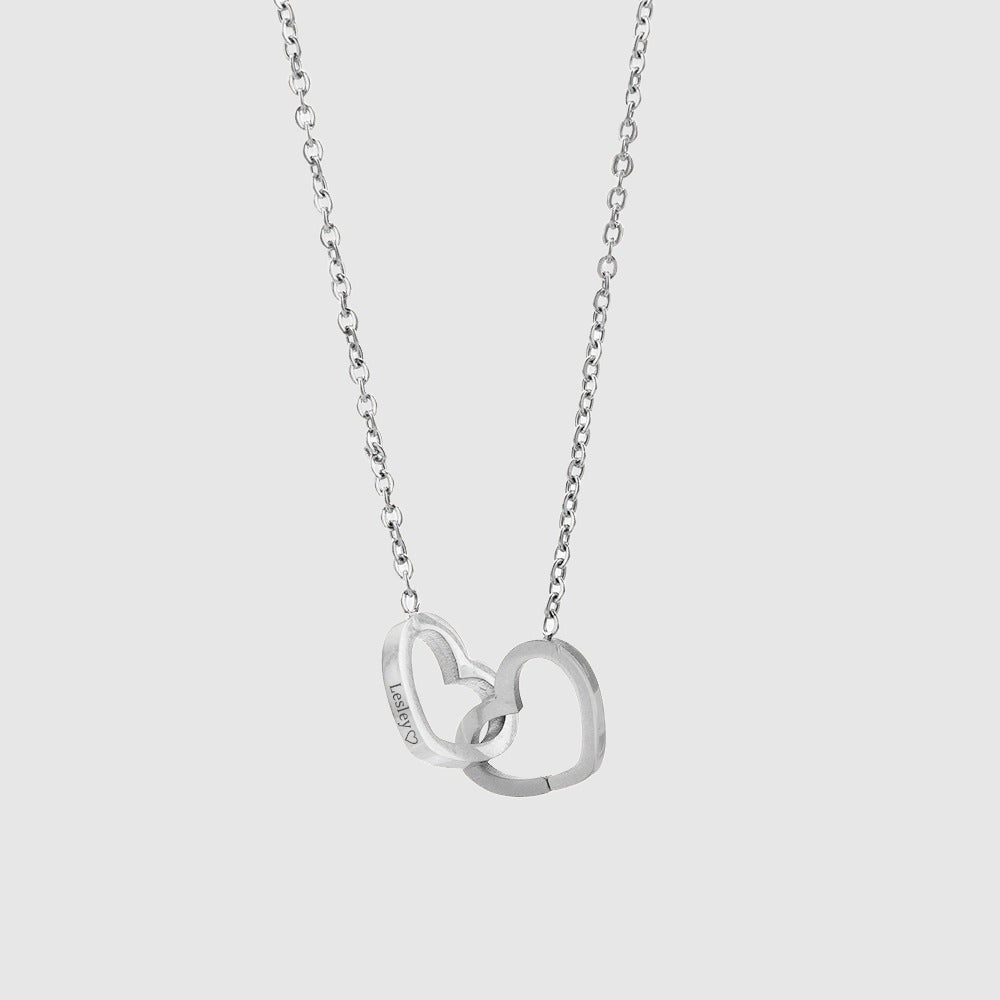 Custom Name Double Heart Necklace With 2 Names | PERSONALIZED - ChoreGirl