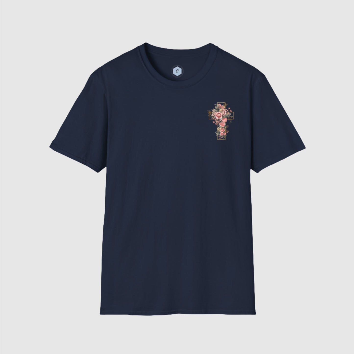 Custom Unisex Blooming Flower Cross Softstyle T-Shirt | PERSONALIZED - ChoreGirl