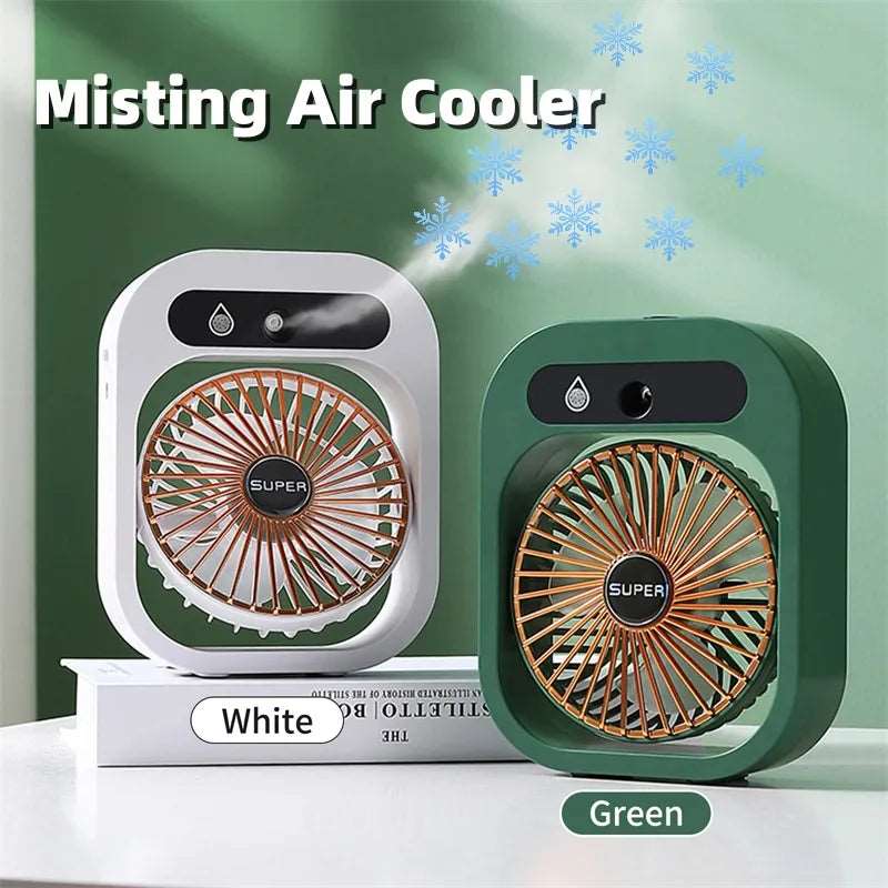 Air Conditioner Ice Mist Little Desktop Blowing Electric Fan with USB Charging - ChoreGirl