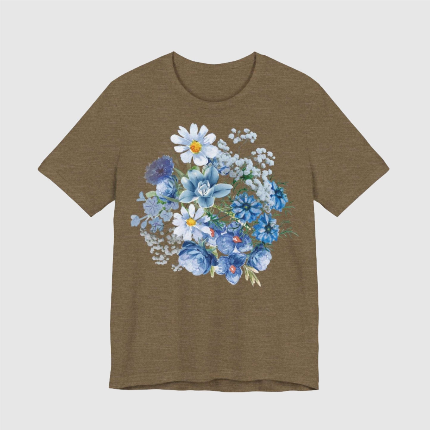 Custom Unisex Vintage Gardening Style Blue Flower Jersey Short Sleeve Tee | PERSONALIZED - ChoreGirl