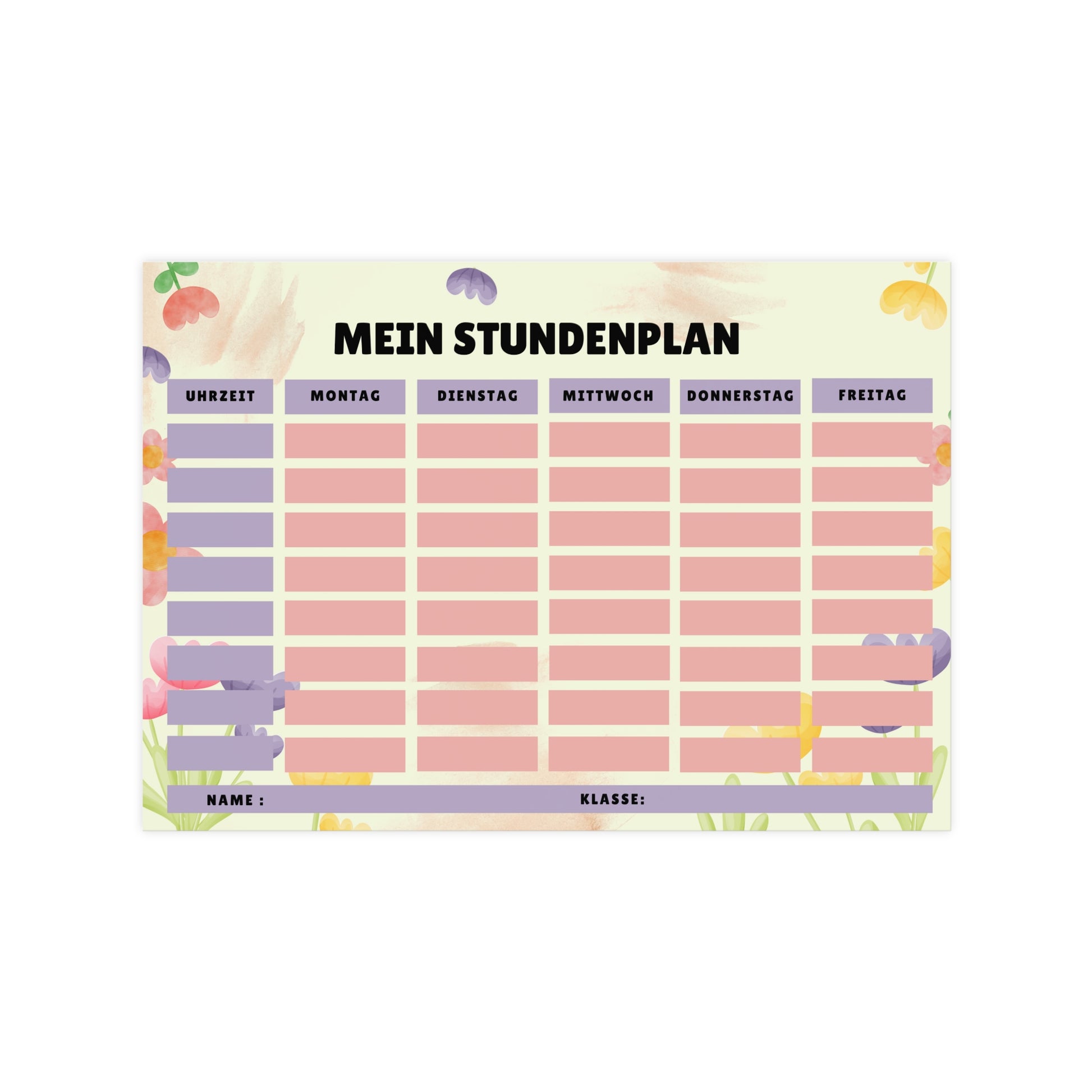 Custom Timetable with Colorful Designs - Available in German and English | PERSONALIZED - ChoreGirl