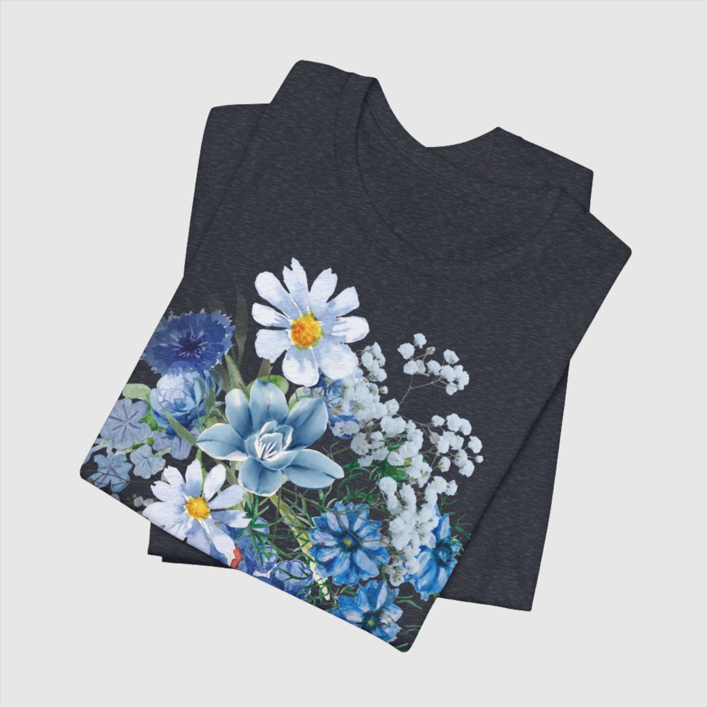 Custom Unisex Vintage Gardening Style Blue Flower Jersey Short Sleeve Tee | PERSONALIZED - ChoreGirl