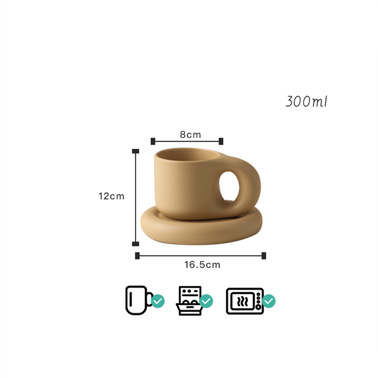 Bubbly Curvy Ceramic Mug with coaster, 300 ml - ChoreGirl