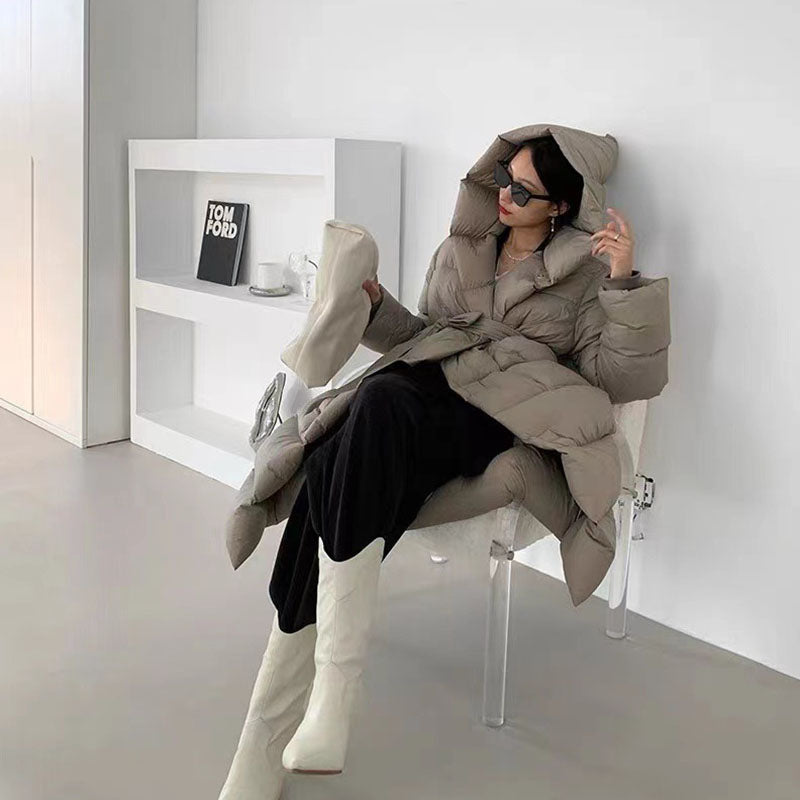 Women's Elegant Long Down Coat - ChoreGirl