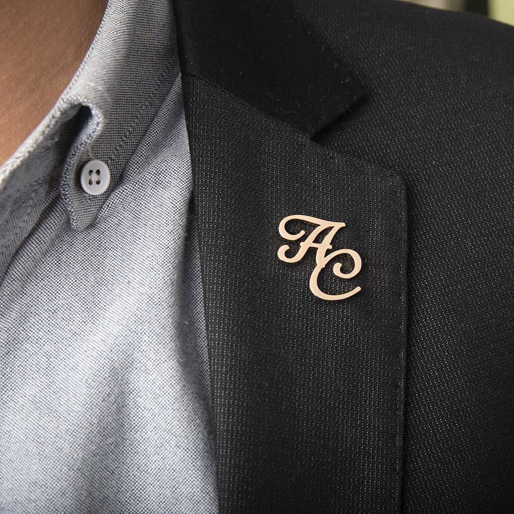 Men's Elegant Custom Name Initials Brooch | PERSONALIZED - ChoreGirl