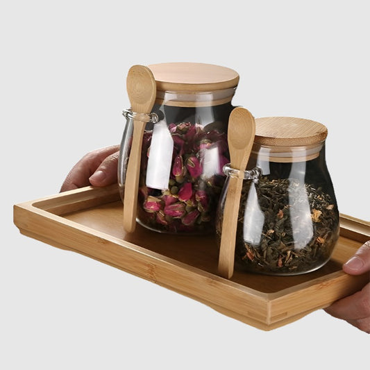 Large Capacity Transparent Glass Sealed Storage Jar with Spoon - ChoreGirl