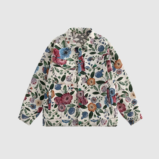 Men's Hip-hop Fashion Floral Jacquard Shirt - ChoreGirl
