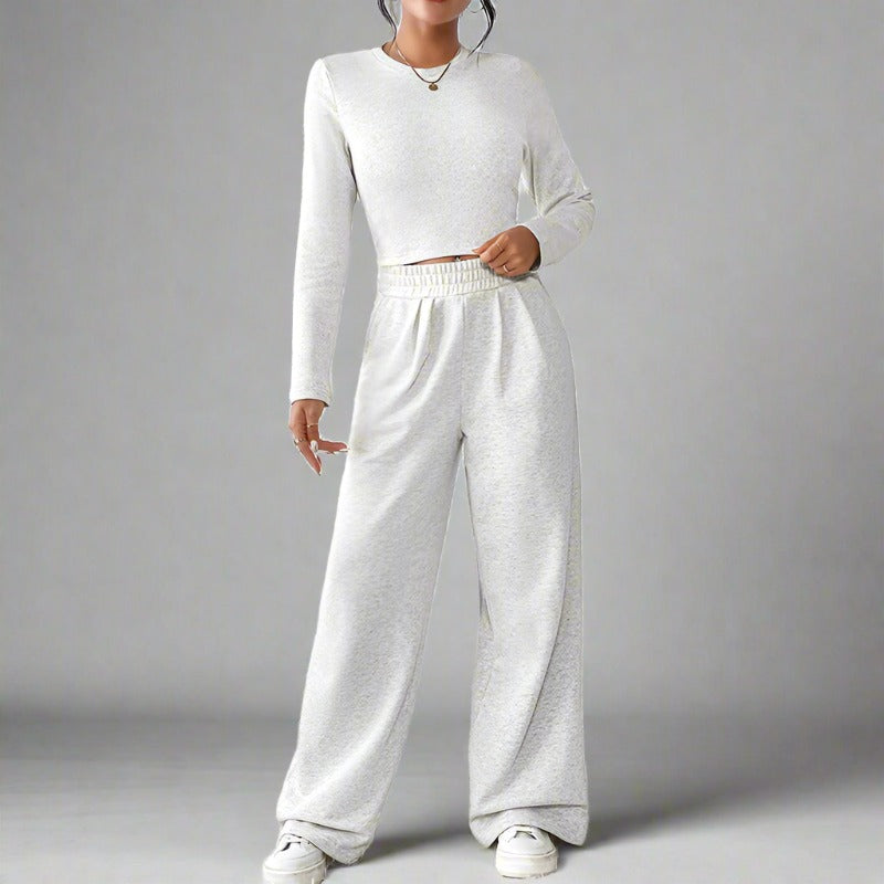 Women's Casual Long Sleeved Top and Pants Two-piece Outfit Set - ChoreGirl