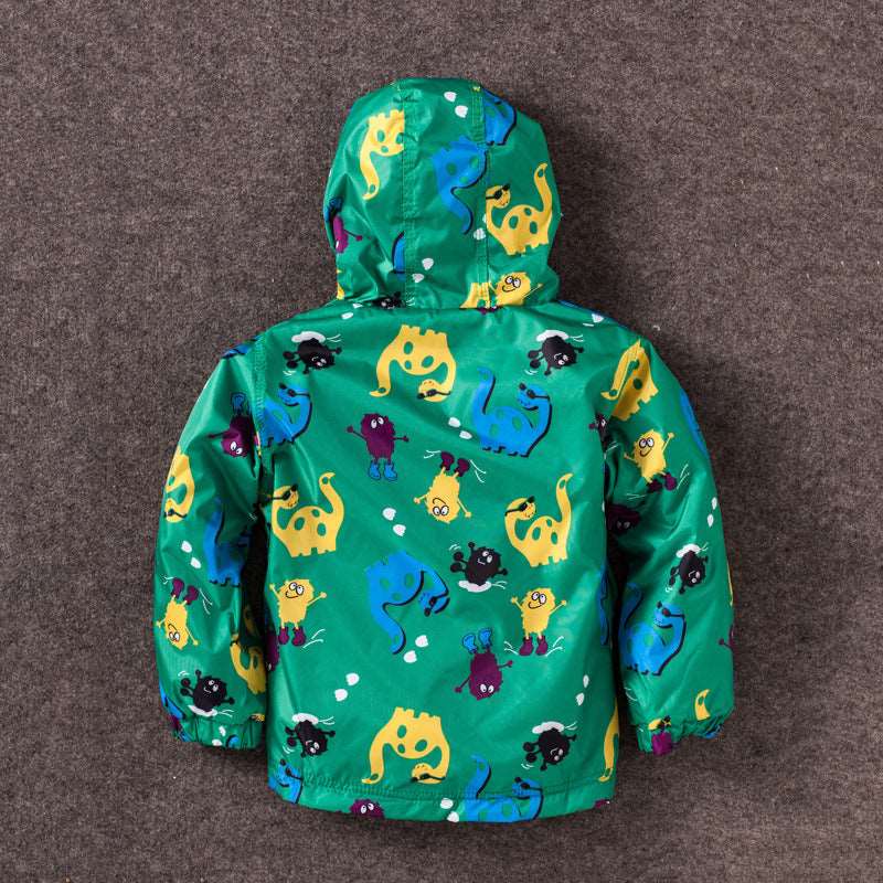 Baby Boy's Cute Dinosaur Windproof And Rainproof Hooded Jacket or Pants (NOT A SET) - ChoreGirl