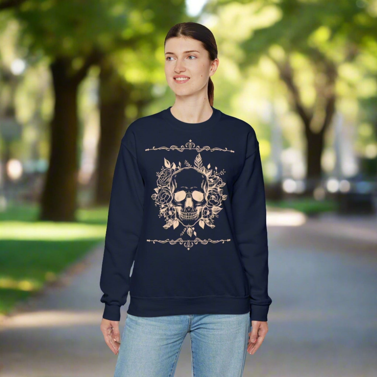 Custom Unisex Vintage Skull Heavy Blend Crewneck Sweatshirt | PERSONALIZED - ChoreGirl