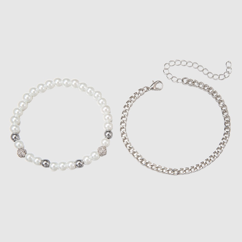 Men's Fashion Zircon Pearl Bracelet - ChoreGirl