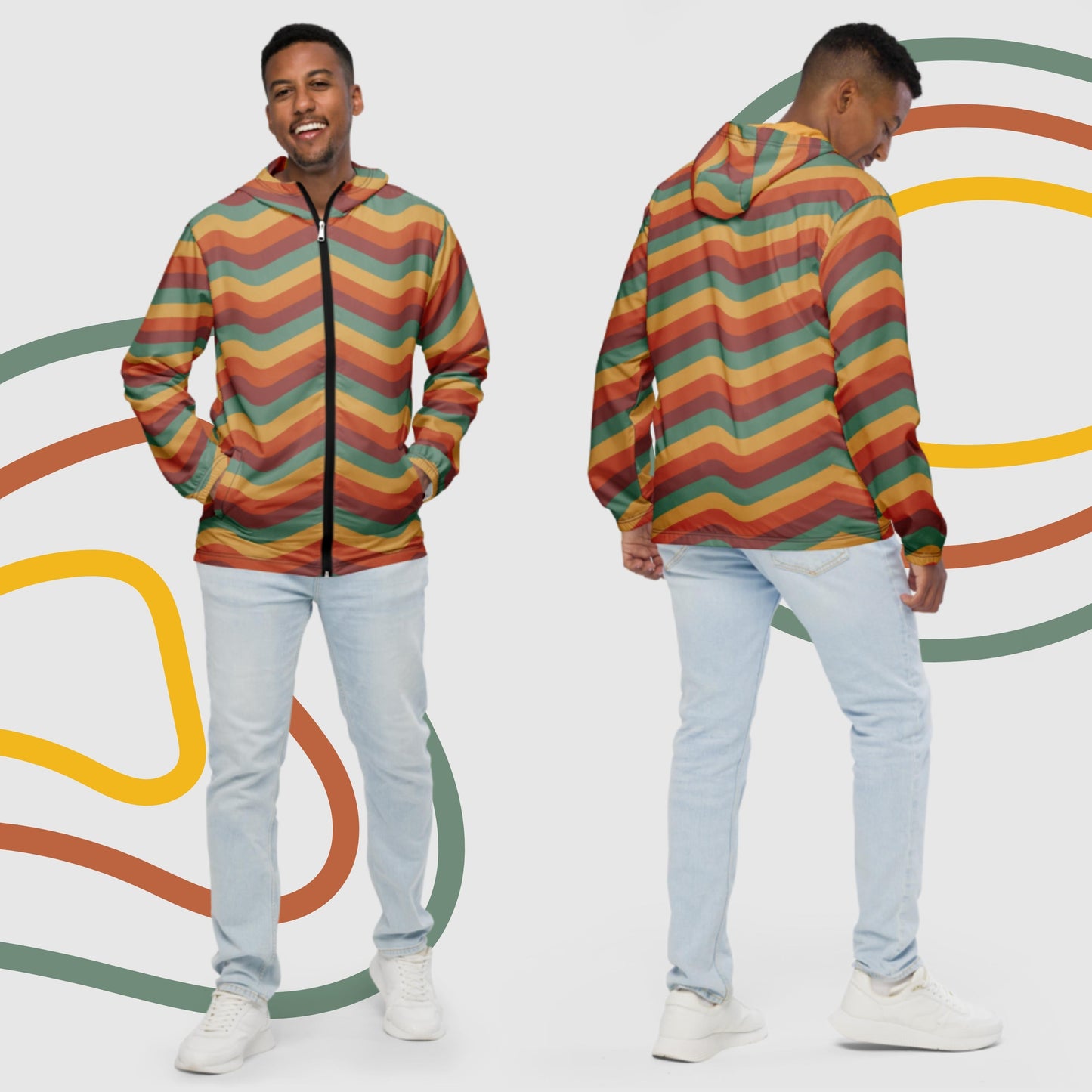 Custom Men’s Retro Vibe Windbreaker Jacket | PERSONALIZED - ChoreGirl