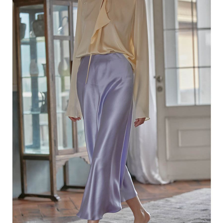 Women's Elegant Triacetate Satin Casual Elastic Waist Skirt - ChoreGirl