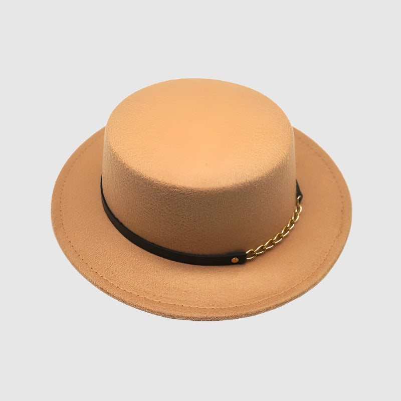 Unisex Solid Color Retro British Style Flat Top Hat - ChoreGirl