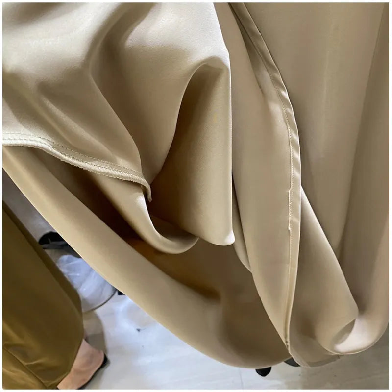 Women's Elegant Triacetate Satin Casual Elastic Waist Skirt - ChoreGirl