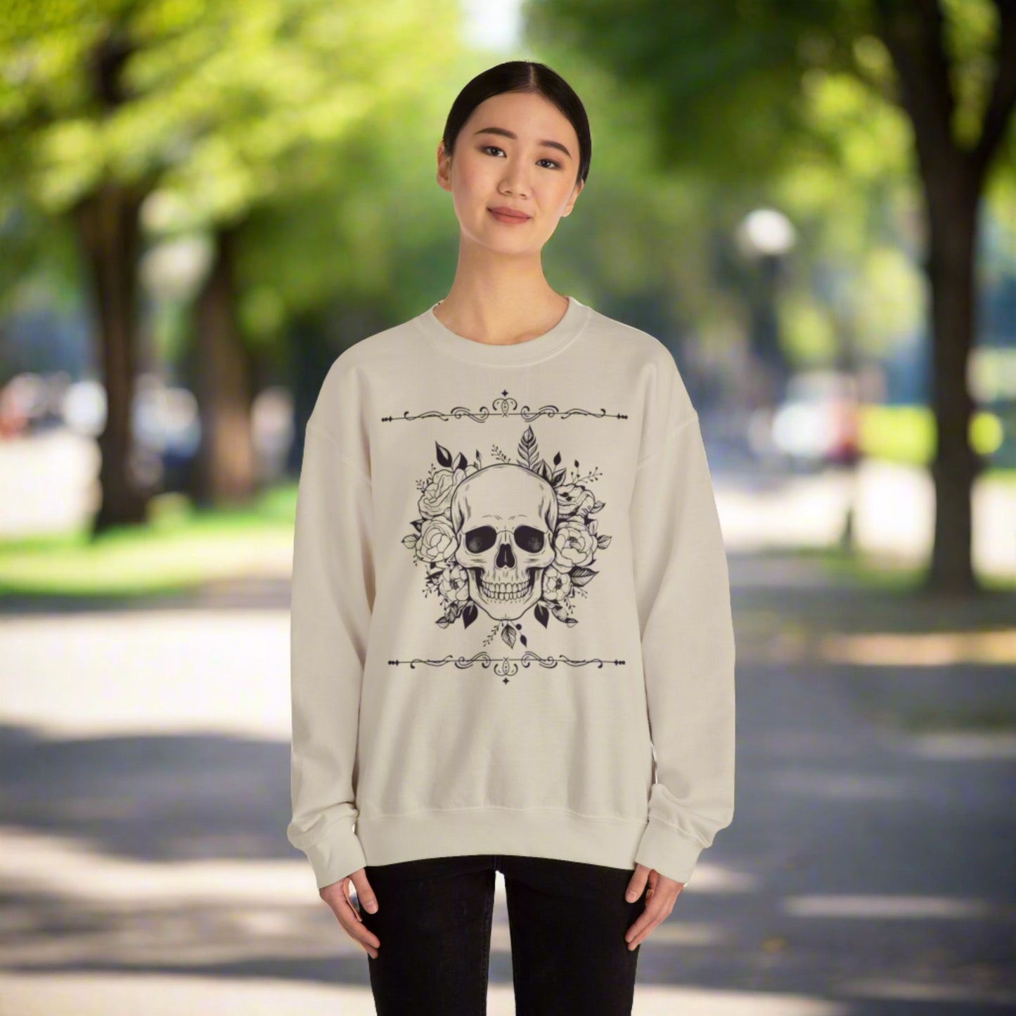 Custom Unisex Vintage Skull Heavy Blend Crewneck Sweatshirt | PERSONALIZED - ChoreGirl