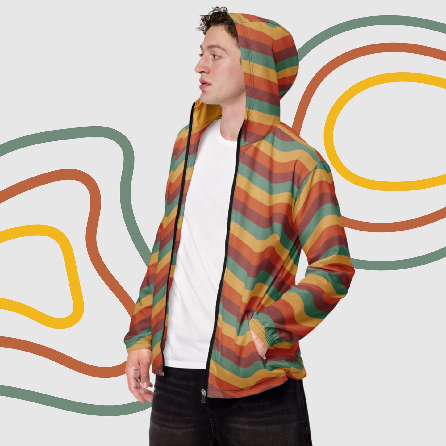 Custom Men’s Retro Vibe Windbreaker Jacket | PERSONALIZED - ChoreGirl