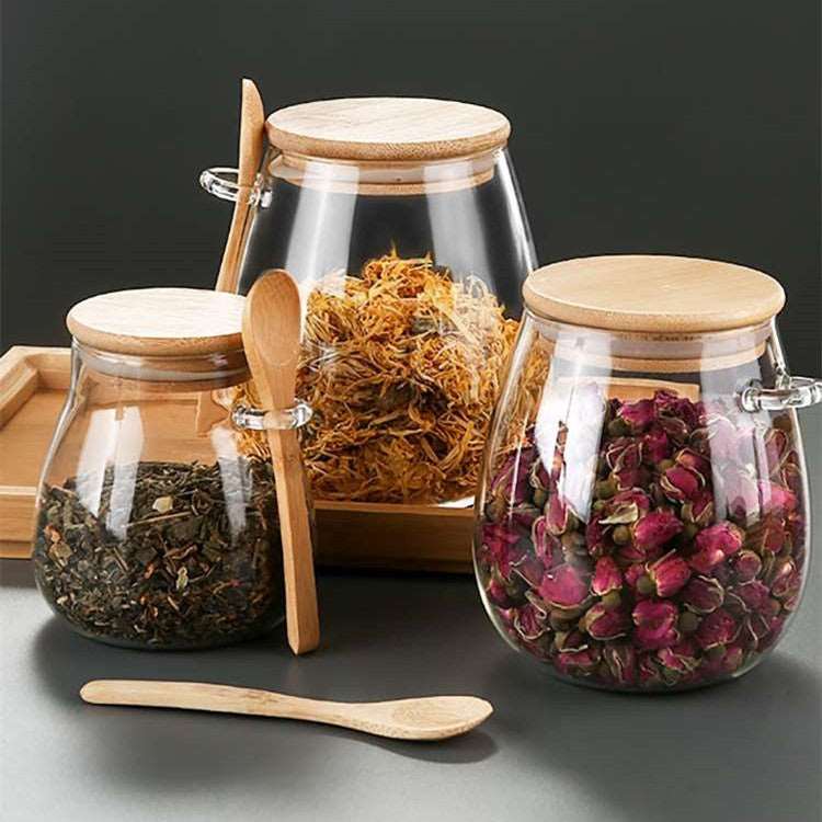Large Capacity Transparent Glass Sealed Storage Jar with Spoon - ChoreGirl