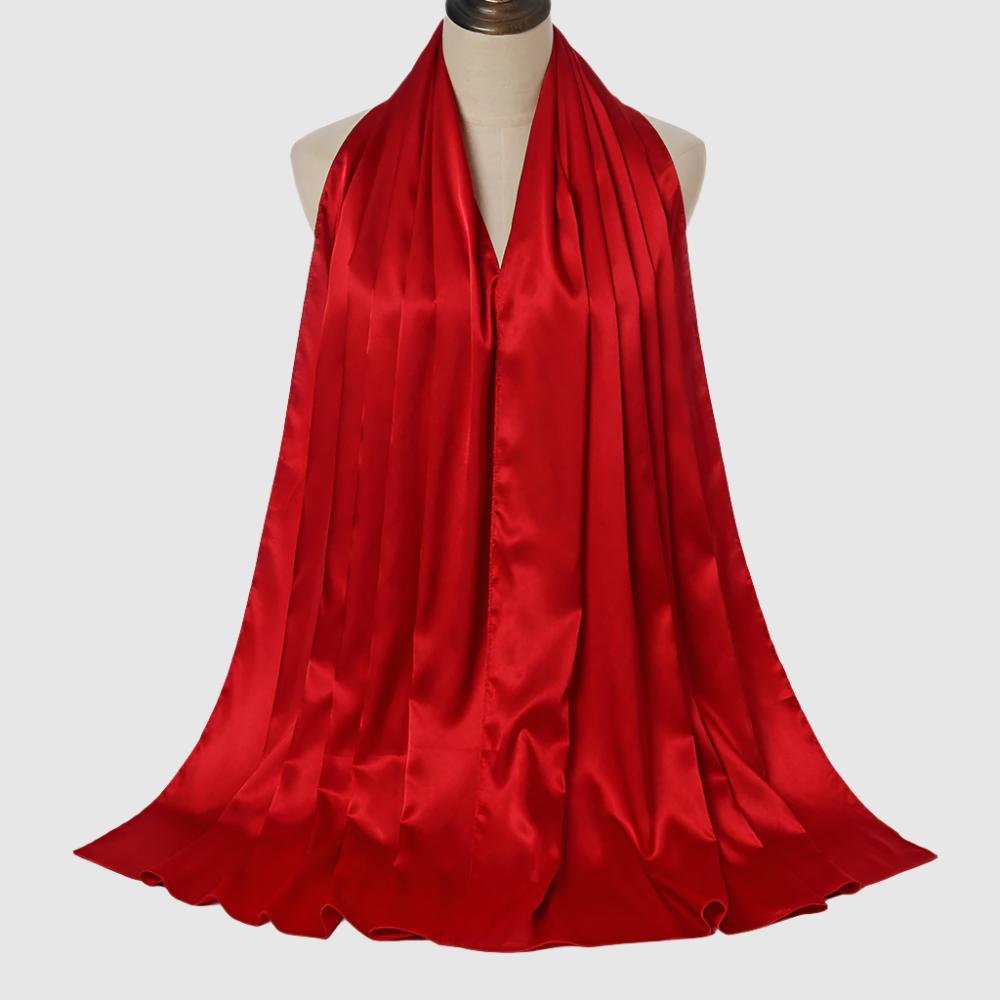 Women's Elegant Pure Color Pearl Satin Scarf - ChoreGirl
