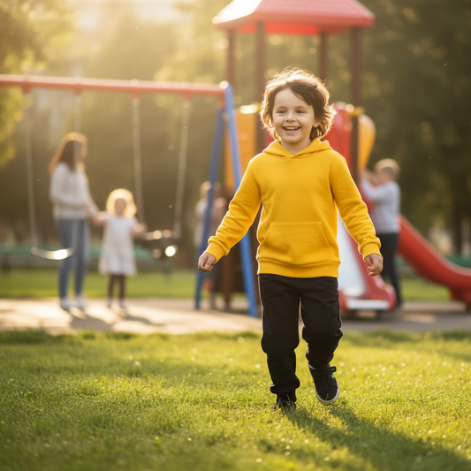 Kids Custom Design Loose Fitting Solid Color Fleece Hoodie and Pants Two-piece Outfit Set | PERSONALIZED