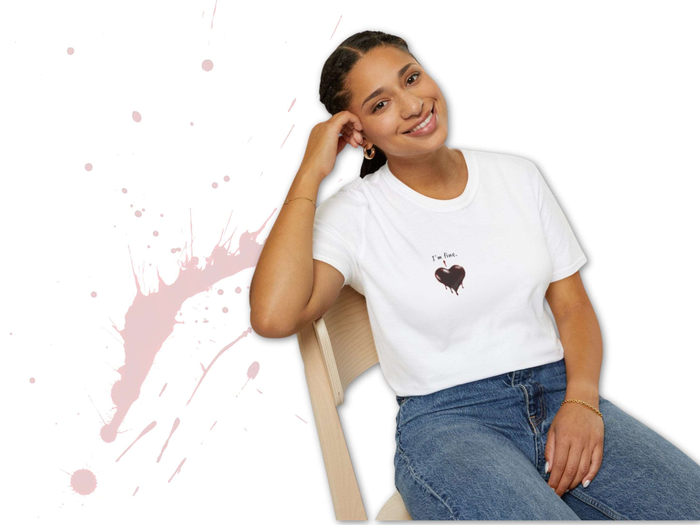 Custom Unisex Bloody Valentine Anti Valentine's Day I'm fine. Softstyle T-Shirt | PERSONALIZED - ChoreGirl