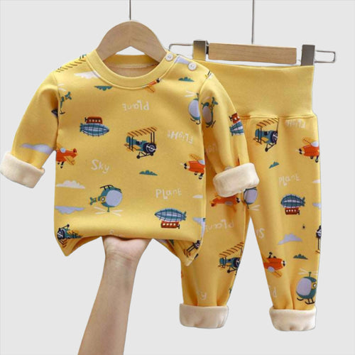 Baby Fleece-lined Thick High Waist Thermal Underwear Set