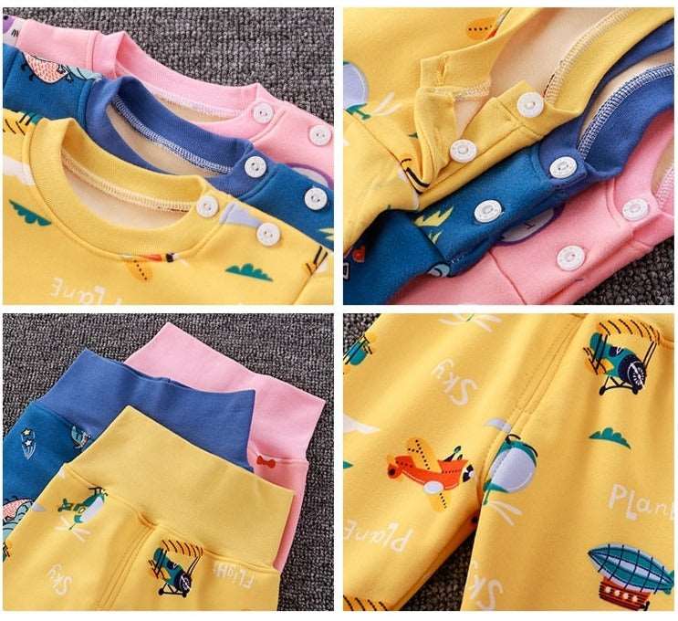 Baby Fleece-lined Thick High Waist Thermal Underwear Set - ChoreGirl