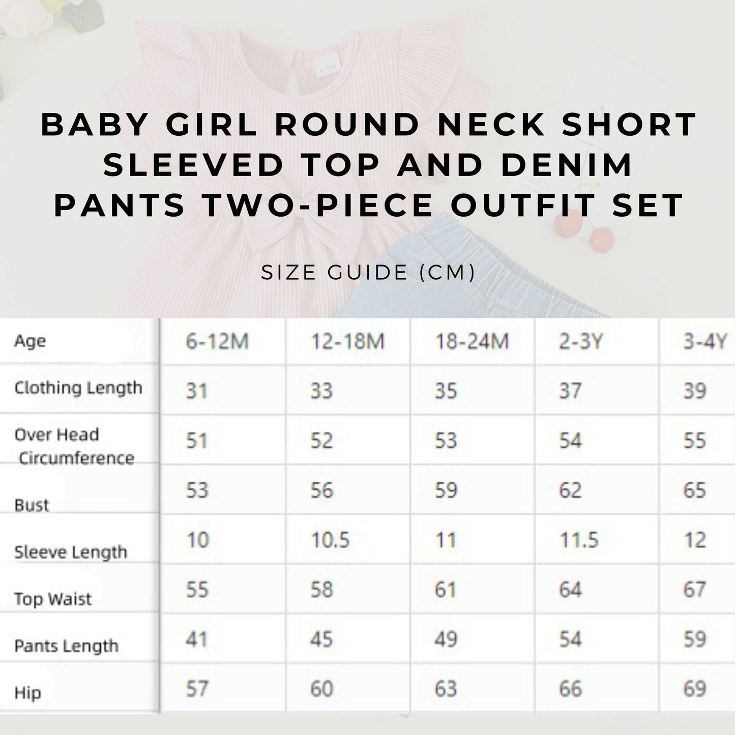 Baby Girl Round Neck Short Sleeved Top and Denim Pants Two-piece Outfit Set - ChoreGirl
