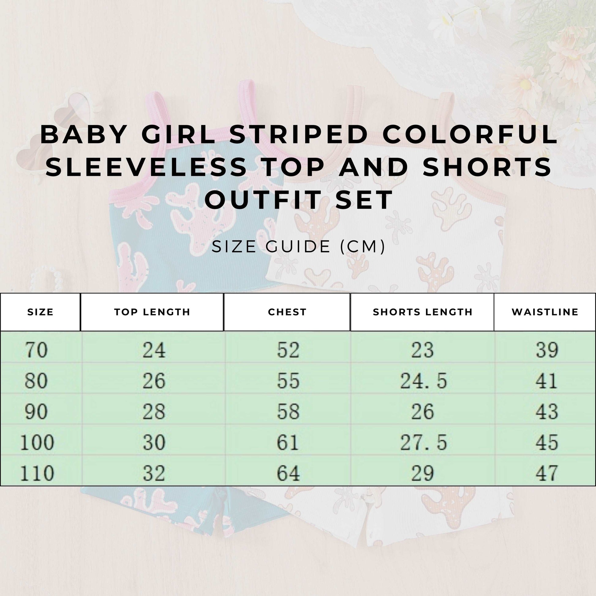 Baby Girl Striped Colorful Sleeveless Top and Shorts Outfit Set - ChoreGirl