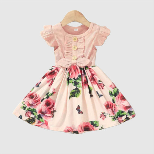 Baby Girl Vintage Bow Floral Dress