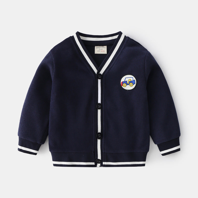Boy's Button-up V-neck Knit Cardigan - ChoreGirl