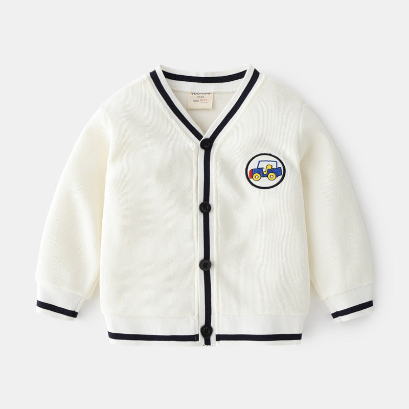 Boy's Button-up V-neck Knit Cardigan - ChoreGirl
