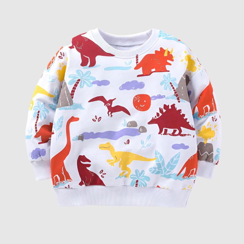 Boy's Long-sleeved Cotton Dinosaur Sweatshirt - ChoreGirl