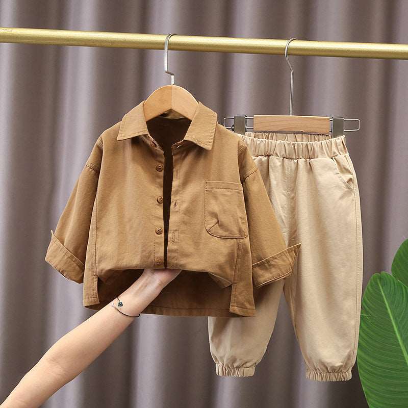 Boy's Long Sleeve Shirt, Top and Pants Three-piece Outfit Set - ChoreGirl
