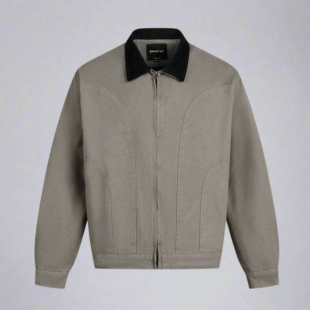 Men’s Washed Cord Collar Workwear Harrington Jacket – Light Brown