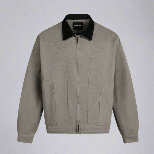 Men’s Washed Cord Collar Workwear Harrington Jacket – Light Brown