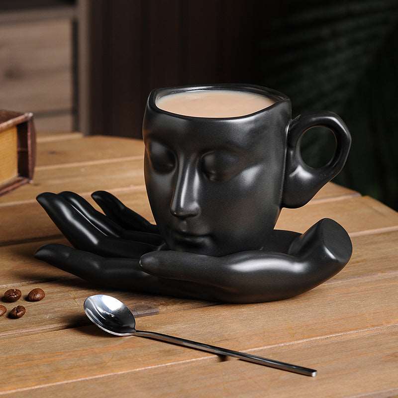 Creative Abstract Art Ceramic Cup with Plate - ChoreGirl