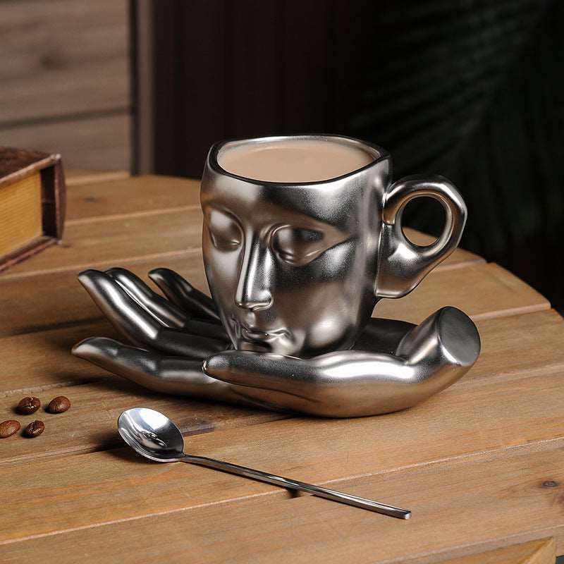 Creative Abstract Art Ceramic Cup with Plate - ChoreGirl