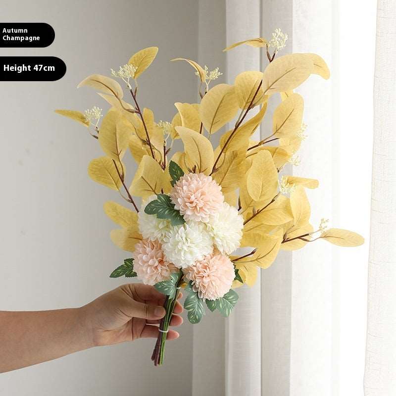 Essential Eucalyptus Leaves Chrysanthemum Multi-color Artificial Flower Bouquet - ChoreGirl