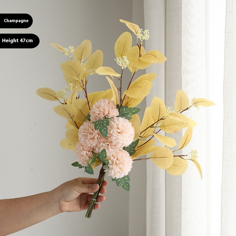 Essential Eucalyptus Leaves Chrysanthemum Multi-color Artificial Flower Bouquet - ChoreGirl