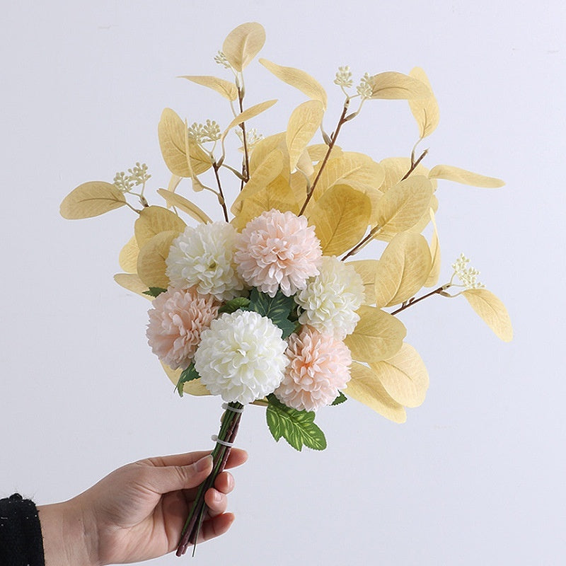 Essential Eucalyptus Leaves Chrysanthemum Multi-color Artificial Flower Bouquet - ChoreGirl